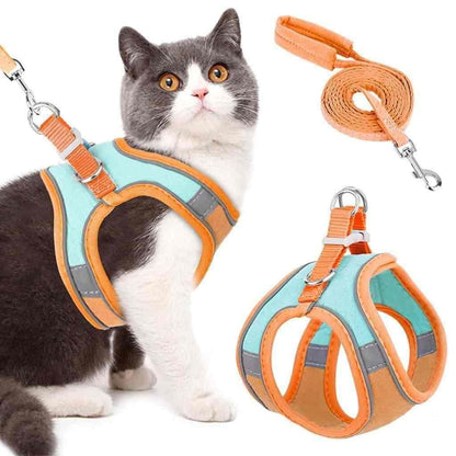 Cat Harness with Leash Adjustable Comfortable – Secure & Gentle Pet Walking Set