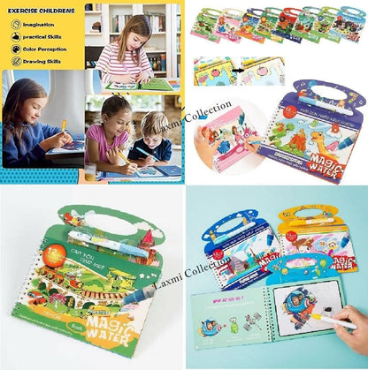 Quick Dry Water Coloring Book Doodle with Magic Pen – Reusable Fun Painting Book for Kids