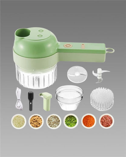 4-in-1 Portable Electric Vegetable Cutter Set – Slice, Chop, Grind & More