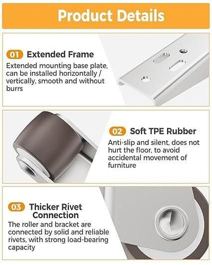 4 Pcs Small Caster Wheels – Heavy-Duty Metal Rolling Wheels for Furniture & Cabinets