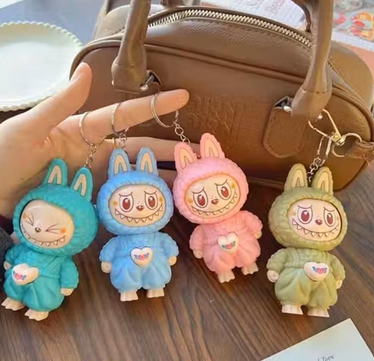 Labubu Face Changing Keychain – Kawaii Cartoon Anime Keyring & Bag Charm