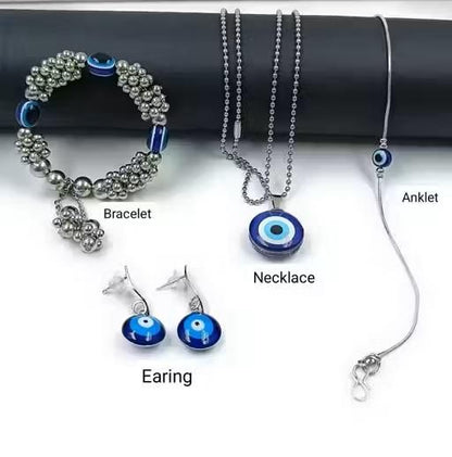 Classy Evil Eye Combo (Pack of 4) – Chain Pendant, Earrings, Bracelet & Anklet Set