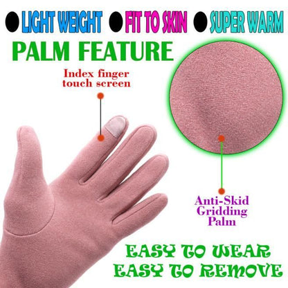 Women’s Winter Warm Gloves – Fleece Wool Touchscreen Gloves with Cute Bow Design