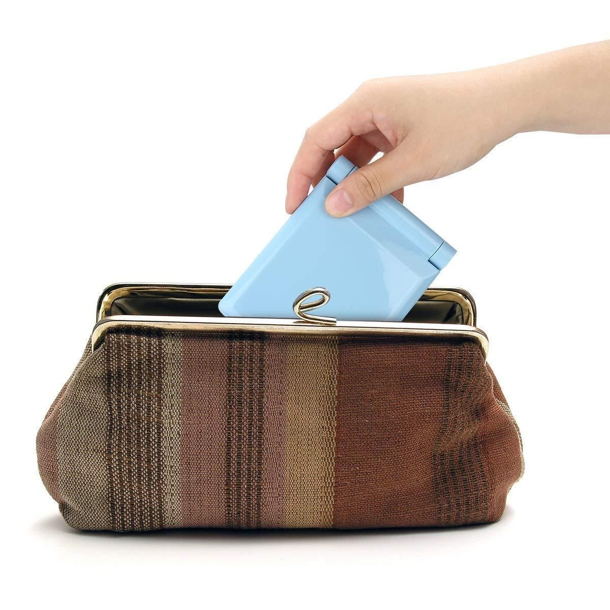 Portable Folding Makeup Mirror with LED Lights – Compact Travel Cosmetic Mirror for Women & Girls