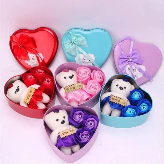 Bear Rose Gift Box – Romantic Artificial Rose Teddy Gift for Special Occasions