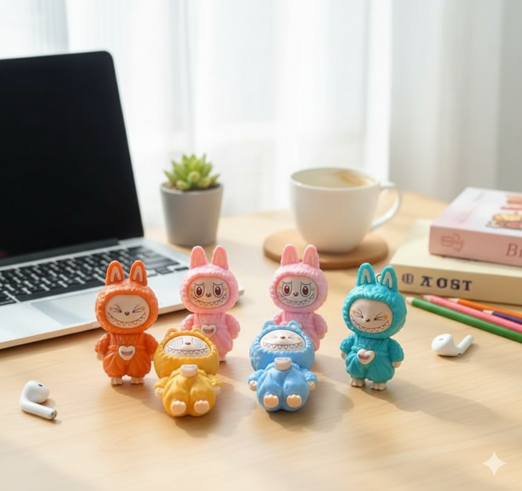 Labubu Face Changing Keychain – Kawaii Cartoon Anime Keyring & Bag Charm