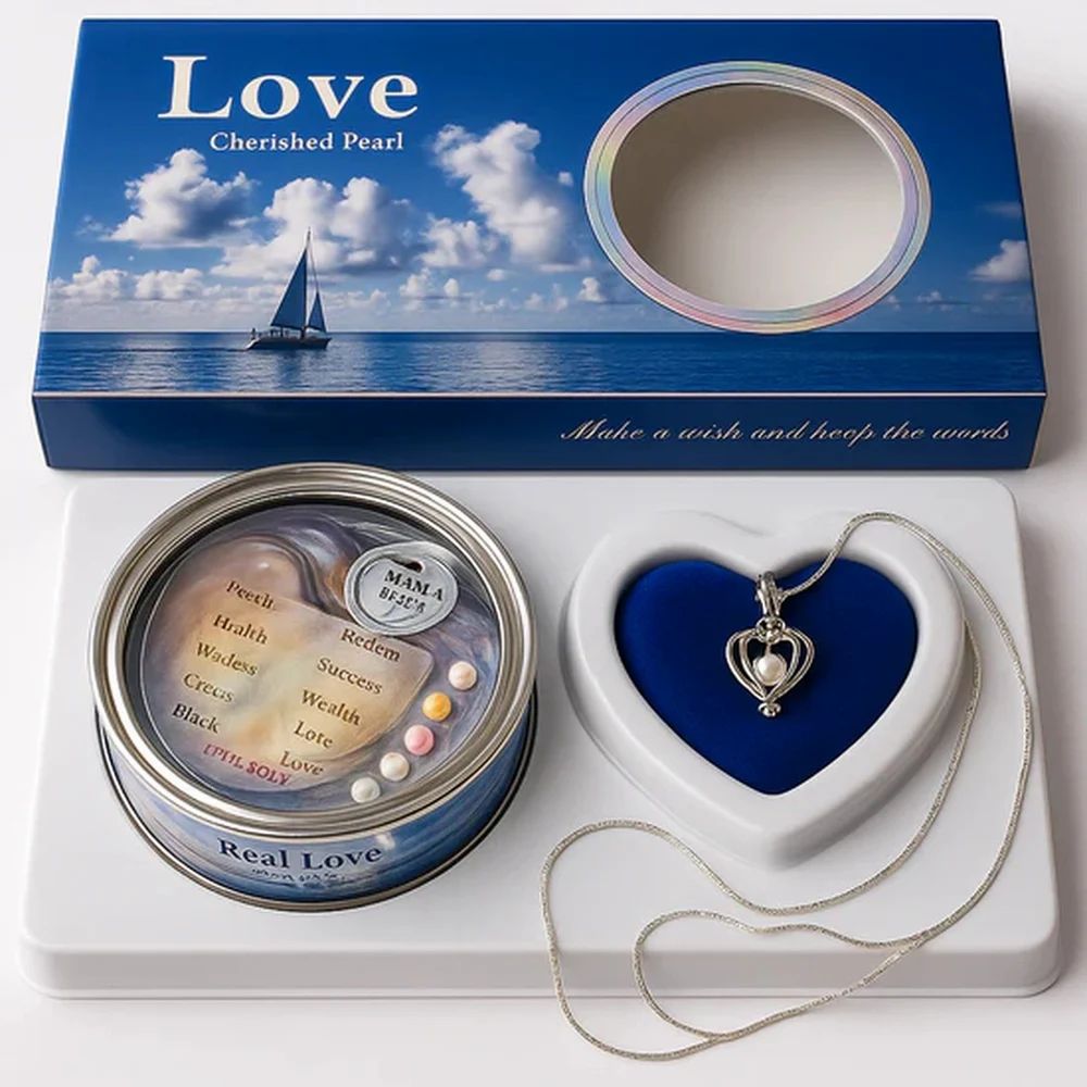 Freshwater Shell Canned Oyster “Ocean Love” Real Pearl Necklace Set for Women