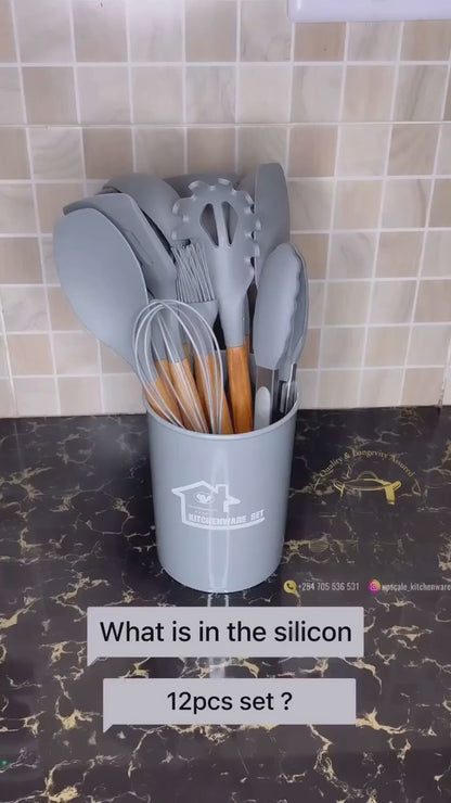 Premium Silicone Cooking Utensils Set – 11 Pcs Heat-Resistant Kitchen Tools with Holder