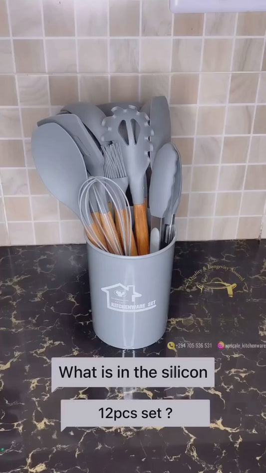 Premium Silicone Cooking Utensils Set – 11 Pcs Heat-Resistant Kitchen Tools with Holder