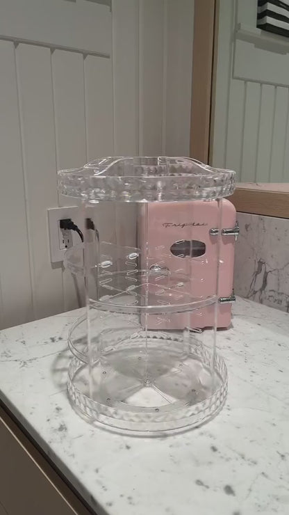 Makeup Organizer 360° Rotating Box – Adjustable Acrylic Cosmetic Storage Case