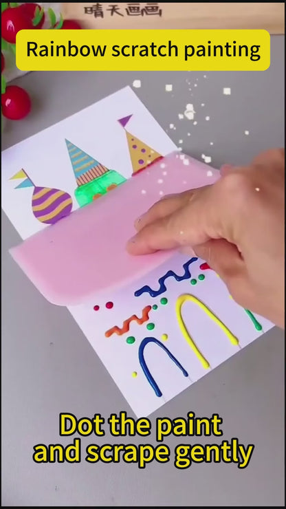 DIY Rainbow Scratch Dot Art Painting Kits Set for Kids – Creative Learning Art Set