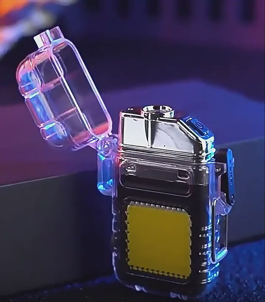 Flashlight Lighter – Waterproof Double Arc Windproof Lighter with COB Flashlight