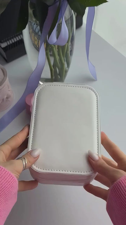 White Jewelry Box with LED Mirror – Elegant Organizer with Adjustable Storage