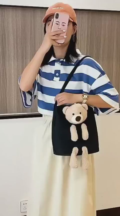 Cute Teddy Bear Shoulder Bag – Kawaii Plush Tote Handbag for Women & Girls