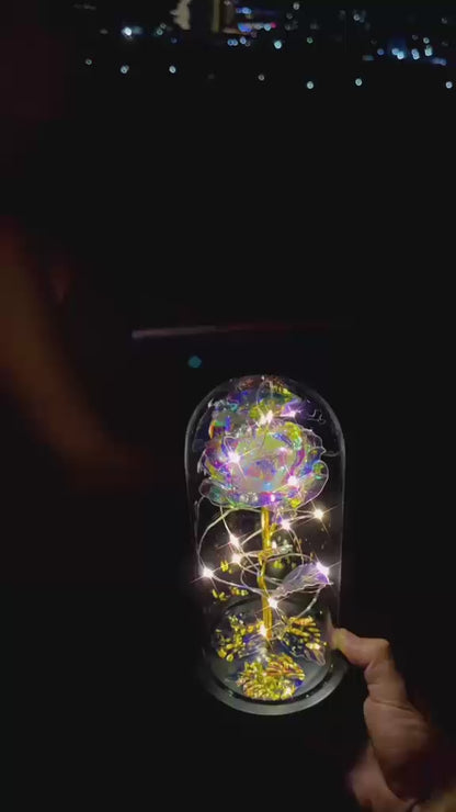 Rose Light Up Flower Decorative Glass Lamp – Romantic LED