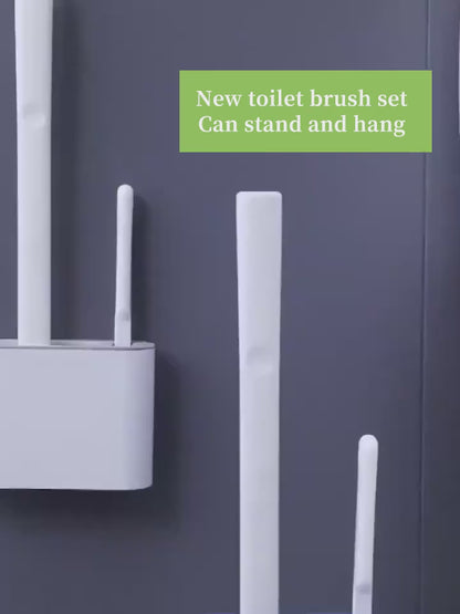 Wall Mounted Silicone Toilet Brush Set – Hygienic Quick-Dry Bathroom Cleaning Kit